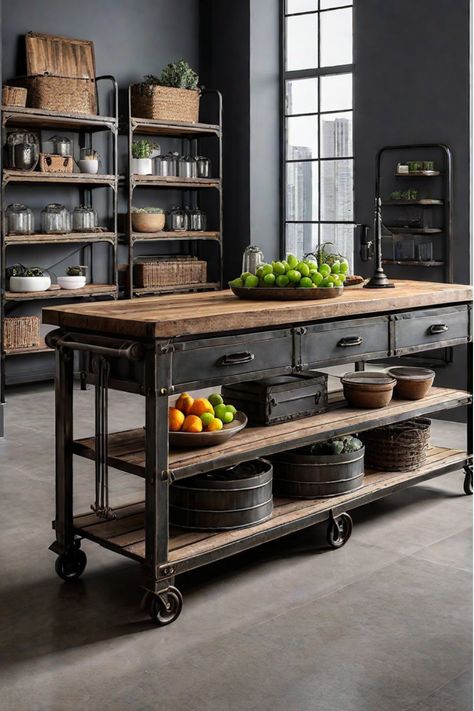 Get inspired to create your dream farmhouse kitchen with these 8 beautiful island designs featuring shiplap, wood accents, and vintage charm. Open Shelf Kitchen Island Ideas, Farm Kitchen Island Ideas, Making Kitchen Island, Farmhouse Kitchen Islands, Farmhouse Kitchen Island Ideas, Black Farmhouse Kitchen, Vintage Kitchen Island, Dream Farmhouse Kitchen, Metal Kitchen Island