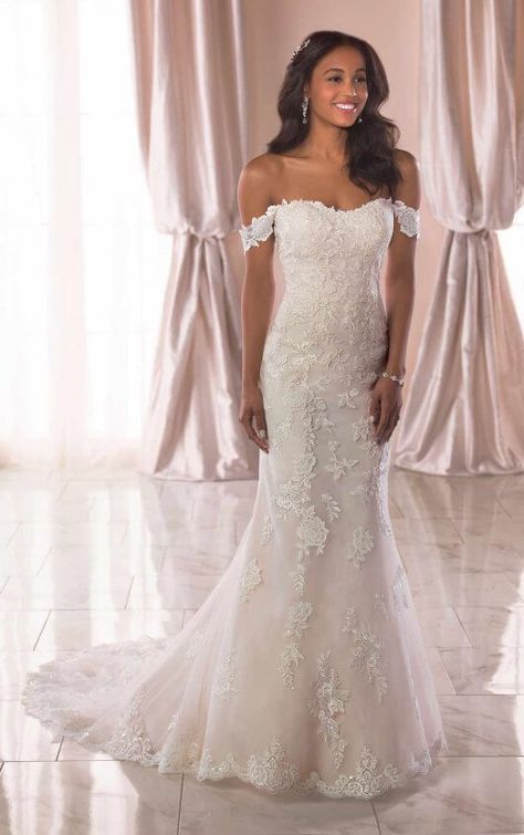 6801 Romantic Lace Wedding Dress with Off-the-Shoulder Straps by Stella York Flagstaff Wedding, Stella York Bridal, Romantic Wedding Dress Lace, Lovely Wedding Dress, Stella York Wedding Dress, Western Wedding Dresses, Amazing Wedding Dress, Stella York, Cute Wedding Dress