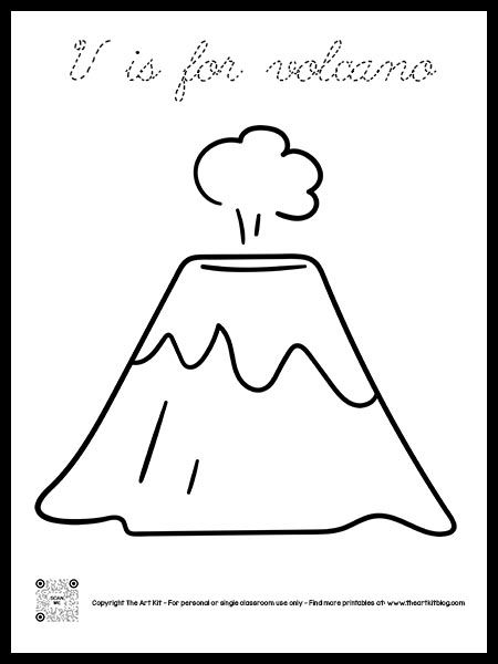 Easy Volcano Drawing, Volcano Craft Kindergarten, How To Draw A Volcano, Volcano Doodle, Volcano Coloring Page, V Is For Volcano, Volcano Clipart, Volcano Drawing, Volcano Activities