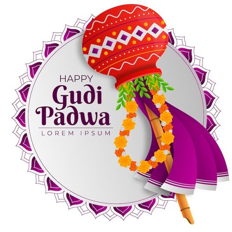 Gudi Padava, Happy Gudi Padwa, India Logo, Hindu New Year, Communication Illustration, Gudi Padwa, Vector Gradient, Diwali Images, Background Images Wallpapers