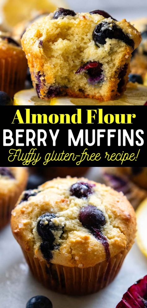 When making muffins with almond flour, it can be difficult to achieve a light, fluffy tender texture...until now! Say goodbye to the dense and heavy baking blues with these gluten-free almond flour blueberry muffins. After testing many variations, I found the secret to making grain-free muffins impossibly fluffy. I'll show you how. Best Almond Flour Muffins, Almond Flour Baked Goods, Gluten Free Recipes Almond Flour, Almond Flour Oatmeal Muffins, Gluten Free Vanilla Muffins, Vegan Almond Flour Muffins, Almond Flour Muffins Healthy, Blueberry Almond Muffins, Blueberry Recipes Muffins