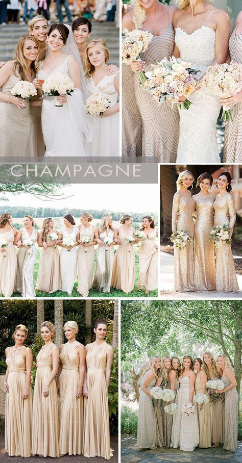 champagne gold bridesmaid dresses ideas #champagneweddingdress Champagne Gold Bridesmaid Dresses, Champagne Gold Wedding, Champagne Wedding Dress, Spring Wedding Outfit, Champagne Wedding Colors, Champagne Bridesmaid Dresses, Champagne Bridesmaid, Gold Wedding Theme, Gold Wedding Dress