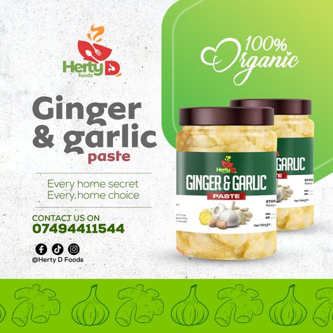 Ginger & Garlic paste advert flyer designed by Oppomence graphics, contact us on 0247369275 Advert Design Ideas, Flyer Design Product, Product Flyer Design Inspiration, Product Creative Ads, Product Advertising Design, Food Marketing Design, Product Flyer Design, Foodie Design, Social Media Campaign Design