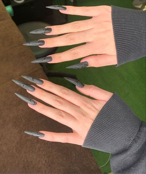 Nails Gel Nails, 2024 Nails, Punk Nails, Light Nails, Goth Nails, Grunge Nails, Glow Nails, Gray Nails, Exotic Nails