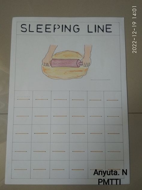 Sleeping Line Sleeping Lines Worksheet, Number Writing Practice Preschool, English Writing Practice, Nursery Worksheet, Abc Flashcards Printable, Rainbow Theme Classroom, Writing Practice Preschool, Writing Kindergarten, Nursery Worksheets