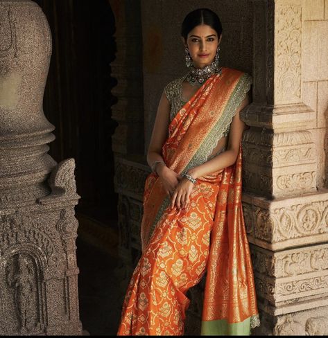 Latest Kanjivaram Silk Saree, Raw Silk Blouse, Banaras Sarees, Anushree Reddy, Scalloped Border, Simple Sarees, Indian Fashion Dresses, Indian Wear, Saree Designs