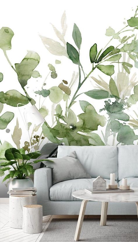 Bring the classic floral wallpaper design to your living room with these beautiful watercolour print by Carol Robinson. Simply choose your favourite design, enter your dimensions and choose your wallpaper material before simply installing your perfect flower wallpaper mural. Click to see the full collection! #Floralwallpaper #watercolour #watercolor #floral #wallpaper #wallmural #wallsauce #accentwall #homedecor #urbanjungle Small Room Look Bigger, Room Look Bigger, Floral Wallpaper Nursery, Floral Wall Mural, Playroom Wallpaper, Wall Murals Painted, Bedroom Wall Paint, Wallpaper Walls Decor, Wallpaper Murals