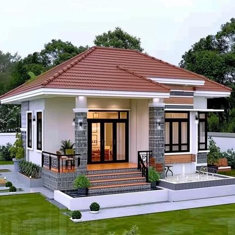 Beautiful House Designs, Townhouse Ideas, Plan Architecture, Bungalow Style House Plans, Small Cottage Homes, Affordable House Plans, Best Modern House Design, Pretty Nature, Modern Bungalow House