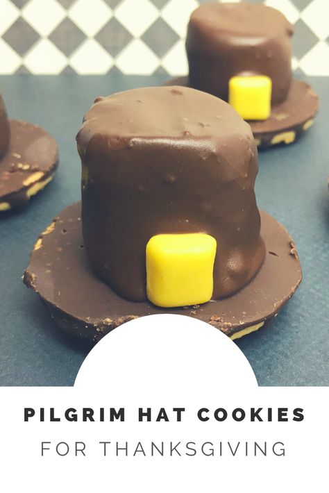 Celebrate Thanksgiving with simple Pilgrims Hat Cookies Pilgrims Hat, Pilgrim Hat Cookies, Fudge Stripe Cookies, Sweat Treats, Thanksgiving Projects, Hat Cookies, Pilgrim Hat, First Thanksgiving, Thanksgiving Celebration