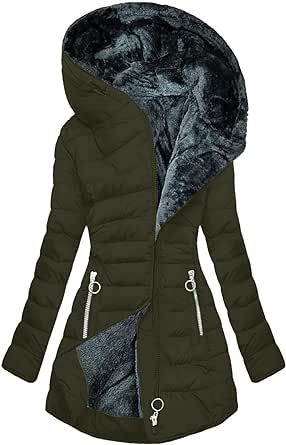 cllios Women's Warm Winter Jackets Fleece Lined Parka Coat Faux Fur Hooded Jacket Outdoor Outerwear Ski Snow Jacket Plus Size Winter Coats For Women, Puffer Coat With Hood, Women's Puffer Coats, Long Winter Coats Women, Long Fur Coat, Winter Puffer Coat, Hooded Winter Coat, Black Winter Coat, Cardigan Casual