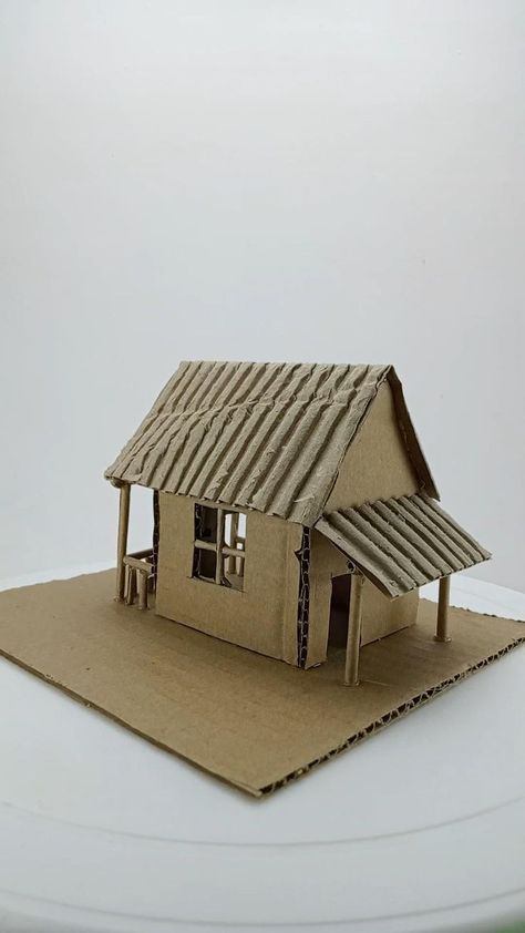 DIY cardboard craft house easy at home