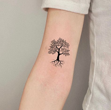 Simple Oak Tree Tattoo, Oak Tree Tattoo For Women, Oak Tree Tattoos, Tree Outline Tattoo, Sycamore Tree Tattoo, Minimal Tree Tattoo, Ash Tree Tattoo, Tattoo Ideas Tree, Apple Tree Tattoo