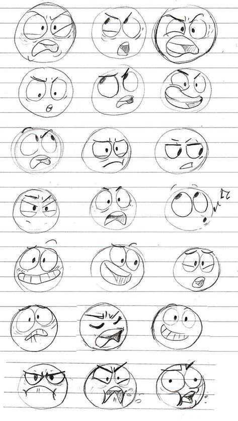 Emotions Eyes Facial Expressions, 50s Cartoon, Cartoon Drawing Reference, Cartoon Faces Expressions, Facial Expressions Drawing, رسم كاريكاتير, Cartoon Expression, Drawing Face Expressions, Drawing Cartoon Faces