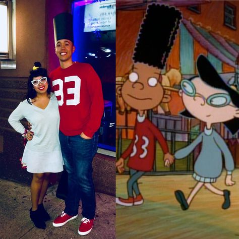 Gerald and Phoebe #heyarnold #couplescostume #halloween #geraldandphoebe Hey Arnold Halloween Costume, Wheres Waldo Couples Costume, Interracial Costumes, Black Man Halloween Costume, Black Men Halloween Costumes Ideas, Interracial Couple Halloween Costumes, Cartoon Character Halloween Costumes, Badass Halloween Costumes, Halloween Hombre