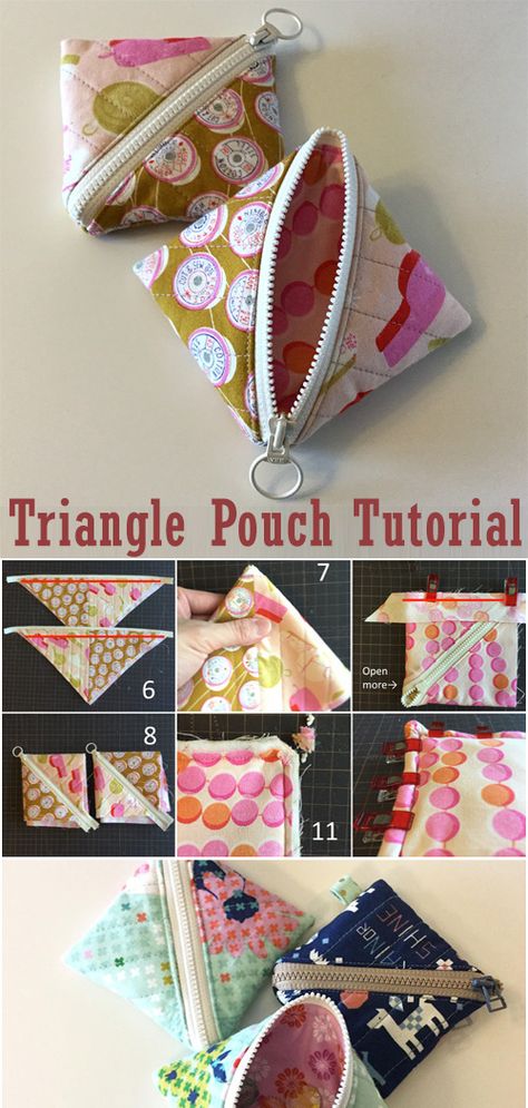 Triangle Pouch, Pouch Tutorial, Half Square Triangle, Small Sewing Projects, Pouch Pattern, Sewing Projects For Beginners, Bag Crochet, Sewing Gifts, Fabric Bags