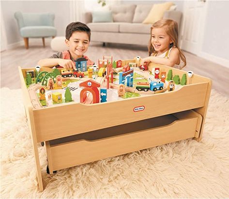 Wooden Train Table, Train Set Table, Table Activities For Toddlers, Kids Table Set, Kids Table Chair Set, Wooden Train Track, Train Table, Kids Table, Activity Table