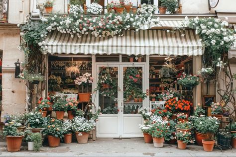 A front view of an elegant flower shop christmas festival blossom. | free image by rawpixel.com / Aew Flower Shop Exterior, Flower Shop Christmas, House Reference, Photo Paris, French Flowers, Christmas Festival, Florist Shop, Dutch Door, Shop Front