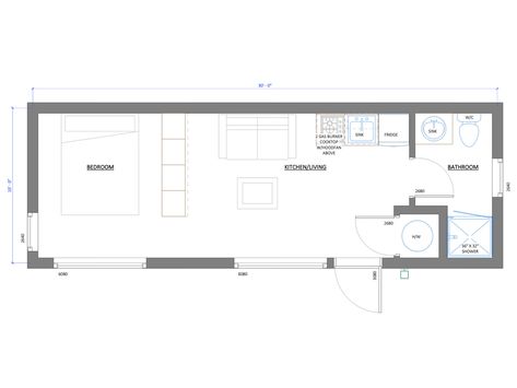 Floorplan-300sqft Exterior Stain Colors, Metal Awning, Carriage House Plans, Exterior Stain, Tiny House Plan, Countertop Colours, Solar Solutions, Composting Toilet, Kitchen Cabinet Colors