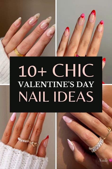 Looking for Valentine’s Day nail ideas? Weve rounded up the best chic Valentine’s Day nail designs. From pink french nails, to cute almond shape nail ideas, we’ve got you covered. #valentinesdaynailideas Valentine S Day Nail, Valentine’s Day Nails Ideas, French Manicure With Heart, Nails Design Heart, Classy Valentines Nails, Valentine French Nails, Almond Shape Nail Ideas, Valentine Nails Designs, Valentine's Day Nail Design