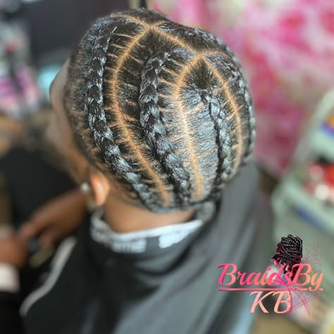 Thick Cornrows Braids Men, 6 Braids Men, Big Sean Braids Men, Mens Straight Back Cornrows, Big Sean Cornrows, Big Sean Braids, Tapered Hairline, Men Cornrows Design Full Head, Cornrows With Heart Men