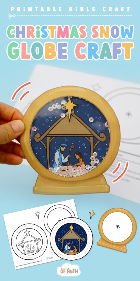 Share joy with this fun shakable paper snow globe. Use this craft to teach children the most meaningful reason for Christmas - to remember the birth of a baby, who was God Himself. Nativity Scene Craft Kindergarten, Mary And Joseph Craft For Kids, Christmas Crafts For Kids Sunday School, Sunday School Christmas Gifts For Kids, Christmas Christian Crafts, Christmas Crafts Jesus, Jesus Is Born Craft For Kids, Christmas Crafts For Sunday School, Baby Jesus Crafts