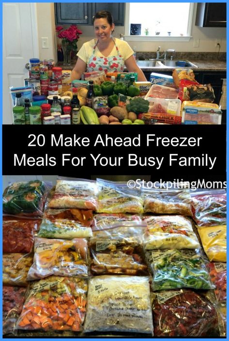 20 Make Ahead Freezer Meals For Your Busy Family Freezer Bag Meals, Food Freezing, Freeze Meals, Freeze Ahead Meals, Easy Suppers, Family Meal Prep, Bowl Meals, Freezer Dinners, Budget Freezer Meals