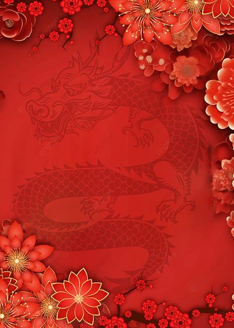 Red Flower Wintersweet Plant Paper Cut Dragon 2024 New Year Lunar Calendar Year Of The Dragon Festival Spring Festival Background Dragon Festival, Plant Paper, Dragon 2024, Festival Background, New Year Wallpaper, Lunar Calendar, Card Invitation, Yearly Calendar, Year Of The Dragon