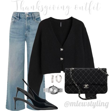 Fall outfit idea Black Button Cardigan Outfit, Black Crop Cardigan Outfit, Cropped Black Cardigan Outfit, Black Cardigan Outfit Ideas, Friendsgiving Fits, Black Cropped Cardigan Outfit, Button Cardigan Outfit, Black Crop Cardigan, Outfit Ideas Thanksgiving