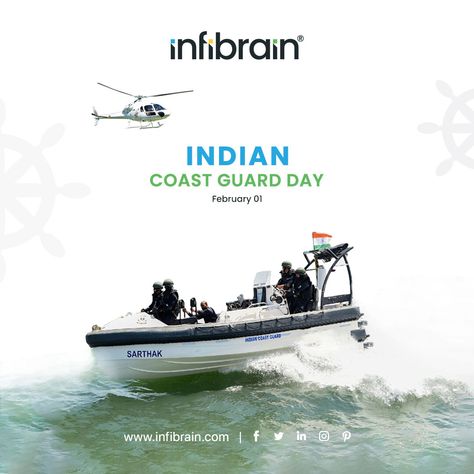 #Indian_Coast_Guard_Day Lets salute our marine heroes on this Coast Guard Day for their bravery and love towards the nation. Infibrain Technologies LLP salutes all #Coast_Guards for their love to nation INDIA #Coastguardday #nation #protection #theydeserveaslaute #LifeatIB #IB Indian Coast Guard Day Poster, Indian Coast Guard Day, Indian Coast Guard, International Day, Creative Ads, Coast Guard, India, Festival, Quick Saves