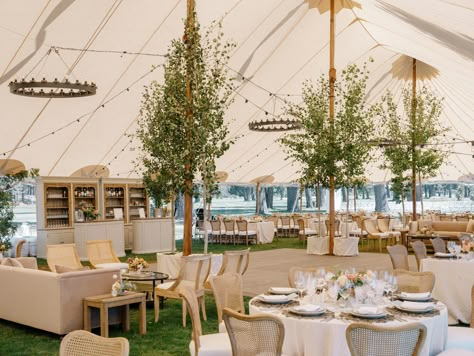 A Summery, Family-Focused Wedding on the Lake Tahoe Waterfront Beautiful Tent Wedding, Wedding Tent With Trees, Minimal Tent Wedding, Lakeside Wedding Venues, Country Lake Wedding, Backyard Waterfront Wedding, Sail Tent Wedding Reception, Edgewood Lake Tahoe Wedding, Lake Oconee Wedding