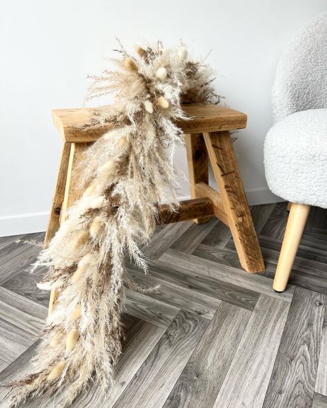 Pampas Fireplace Garland, Pampas Garland, Pampas Grass Garland, Pampas Tree, Brown Pampas, Destin Wedding, Fall Mantle Decor, Homemade With Love, Fireplace Garland