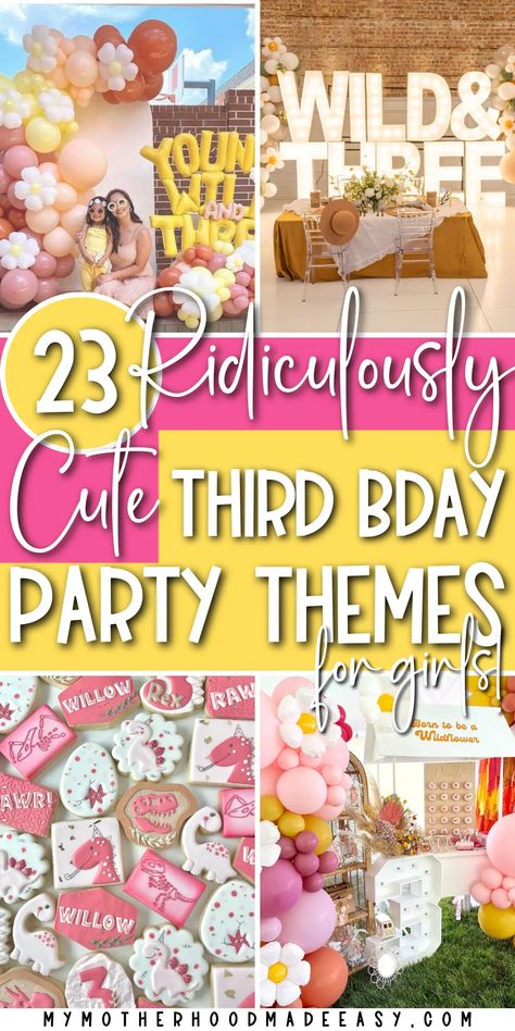 third birthday party themes for Girls Third Birthday Party Themes, 3rd Birthday Party Themes, 3rd Birthday Party Ideas, Party Themes For Girls, Toddler Birthday Themes, Toddler Birthday Party Themes, 3rd Birthday Party For Girls, Toddler Girl Birthday Party, Third Birthday Girl