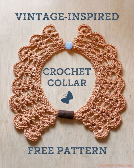 Free Pattern: Vintage-Inspired Crochet Collar Crochet collars are having a(nother) moment right now, and I am all for it. Today I would like to share a free pattern for this lovely crochet collar with a…Read more... Crochet Faux Collar, Crochet Lace Collar Pattern Free, Crochet Collars Patterns Free, Vintage Crochet Patterns Free, Lace Collar Pattern, Cats Crochet, Crochet Collars, Crochet Collar Pattern, Crochet Lace Collar