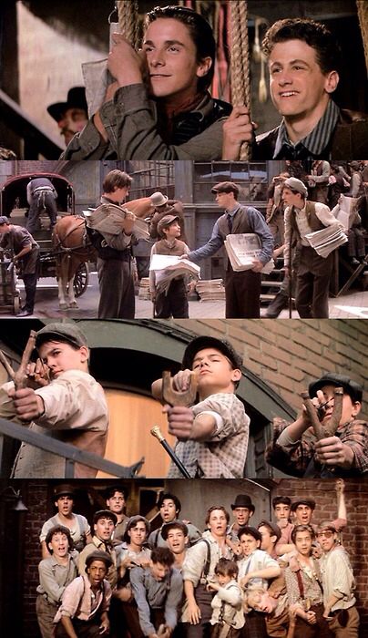 The Newsies (1992) I fell in love with all the cute young guys in this movie at age 16.  The singing and dancing are awesome, but sadly the acting and writing are only average. Newsies 1992, The Newsies, Theatre Geek, Theatre Nerds, Theatre Life, Broadway Theatre, Newsies, Broadway Musicals, Christian Bale