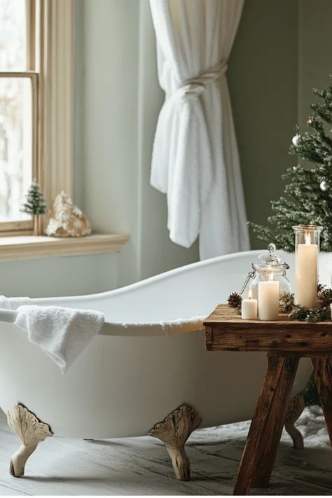 Don't forget your bathroom when decorating for winter! Discover how to add farmhouse charm with rustic accessories, cozy textiles, and vintage-inspired storage solutions. Some of the links in my articles are affiliate links. If you make a qualified purchase from one of my links I will make a small commission at no cost to you. Thank you for your support!!! Winter Bathroom Decor, Decorating For Winter, Winter Bathroom, Winter Decor Ideas, Farmhouse Winter Decor, Cozy Textiles, Rustic Accessories, Christmas Shower, Shower Bench