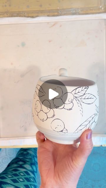 Shawna Pincus on Instagram: "Printing a blueberry mug in real time for this #mugmonday 🫐  I’m busy getting all the pots ready for @flowermartbmore in a few weeks! Get ready for lots of flowers, fruits, veggies, garden friends and baltimore themed pots! Woo-hooo!!! I can’t wait!  . . . #screenprintingonclay #muglove #mug #blueberries #illustratedceramics #newwork #handbuiltceramics #pottery #springvibes" Veggies Garden, Garden Friends, Hand Painted Pottery, Painted Mugs, Spring Vibes, Pottery Bowls, Pottery Mugs, Pottery Painting, Ceramic Painting