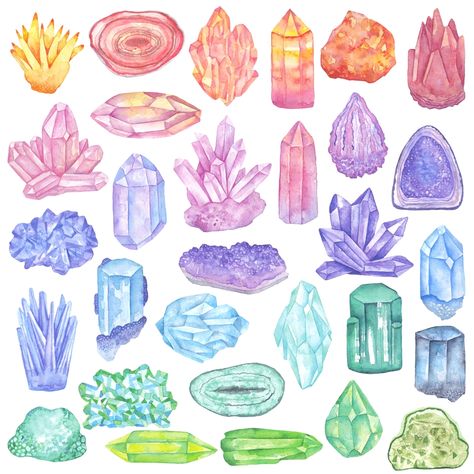 Crystals 101: An expert talks about the practical *~magic~* of minerals Watercolor Crystals, Crystal Drawing, Art Mignon, Watercolor Drawing, Crystal Art, Watercolor Pattern, Crystals Minerals, 그림 그리기, Watercolor Illustration