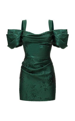 Women's Rasario Spring Summer 2021 Collection | Moda Operandi Draped Dress Outfit, Area Clothes, Mini Formal Dresses, Emerald Outfit, Fancy Sleeves, Jacquard Mini Dress, Draped Sleeves, Jacquard Dress, In Addition