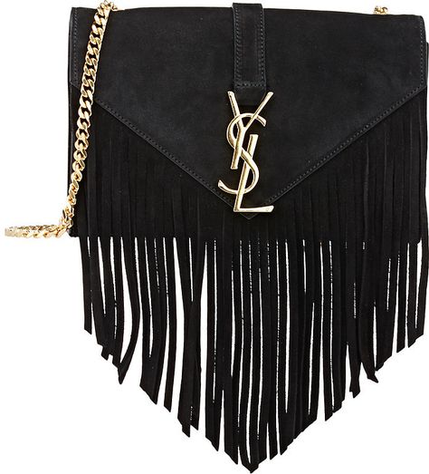 Saint Laurent Purse, Ysl Handbags, Fringe Handbags, Suede Purse, Saint Laurent Handbags, Fringe Purse, Monogram Handbag, Suede Handbags, Shoulder Strap Bag