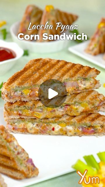 Yum on Instagram: "Laccha Pyaaz Corn Sandwich #reels #sandwich #tasty #corn" Sandwich Recipes Vegetarian Indian, Corn Sandwich Recipe, Corn Recipes Indian, Sandwich Recipes For Kids, Sandwich Recipes Indian, Potato Sandwich, Vegetarian Sandwich Recipes, Corn Cheese, Dry Snacks