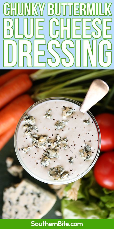 Chunky Buttermilk Blue Cheese Dressing Buttermilk Blue Cheese Dressing, Homemade Blue Cheese Dressing, Homemade Blue Cheese, Blue Cheese Dressing Recipe, Keto Salad Dressing, Bleu Cheese Dressing, Blue Cheese Recipes, Salad Dressing Recipes Healthy, Salad Dressing Recipes Homemade