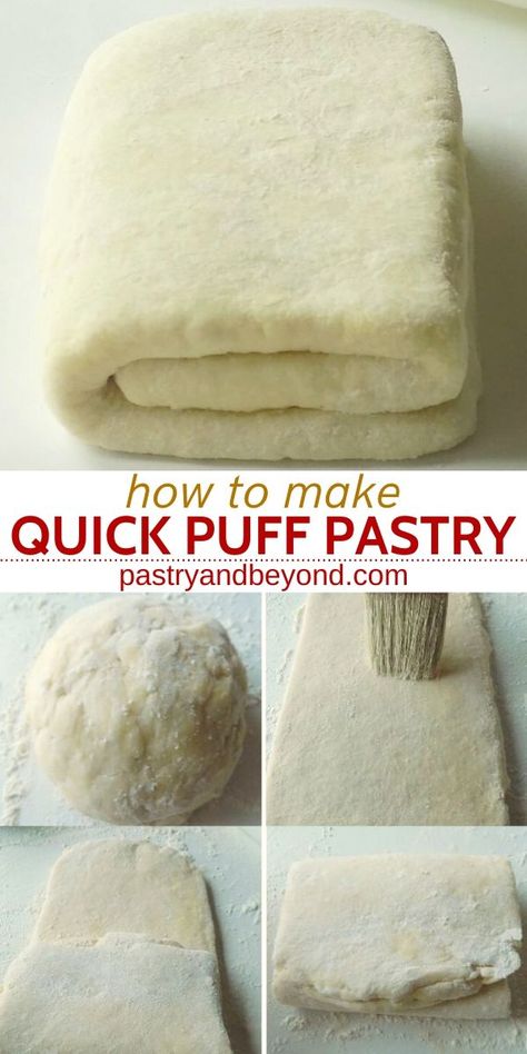 Quick Puff Pastry Recipe-You can easily make quick puff pastry from scratch in 15 minutes and use this homemade pastry dough recipe to make delicious desserts and savory recipes. #quickpuffpastry #homemade Quick Puff Pastry, Make Puff Pastry, Easy Puff Pastry Recipe, Homemade Puff Pastry, Pastry Dough Recipe, Rough Puff, Rough Puff Pastry, Puff Pastry Recipe, Pastries Recipes Dessert