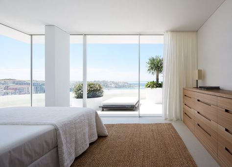 Bedroom | Bondi Beach Apartment Bedroom by Mathieson Architects | Est Living Free Digital Design Magazine Bedroom Calm, Terrazzo Floor, Architectural Design Studio, Est Living, Terrazzo Flooring, Timber Cladding, Bondi Beach, Beach Apartment, Apartment Living