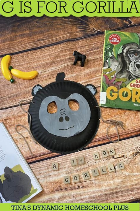 Alphabet Letter G is for Gorilla Fun Paper Plate Preschool Mask. G is for Gorilla is a fun opportunity to learn not only the letter sound but incorporate a fun much loved zoo animal unit. Also, I have more alphabet letter fun on my page How to Homeschool Preschool. While this can be a heavy zoology-based unit study there are still plenty of great ideas for math, art, geography, language arts, and more. Throughout I have bundled it all here for you to make it easy to pick. Gorilla Craft Preschool, Letter G Crafts For Preschoolers, Letter G Activities For Preschool, Letter G Craft, September Projects, Letter G Crafts, Friendship Celebration, Storytime Activities, Gorilla Craft