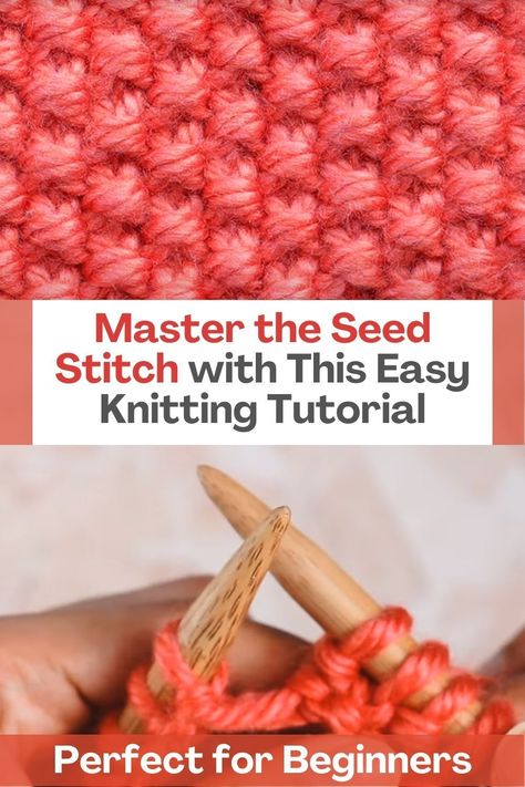 If you're looking to add texture and depth to your knitting projects, the seed stitch pattern is an excellent choice. And now, you can learn to knit this beautiful stitch in the easiest way possible! Our comprehensive video tutorial will guide you through the process step by step, so you can create stunning textured pieces with ease. All you need to know are the basic knit and purl stitches, and we'll take care of the rest. With the seed stitch pattern, you'll create an interesting texture... Knitting Seed Stitch, Knit Seed Stitch, Textured Knitting, Rib Stitch Knitting, Knitting Quilt, Learn To Knit, Crochet Tips, Knitting Instructions, Purl Stitch