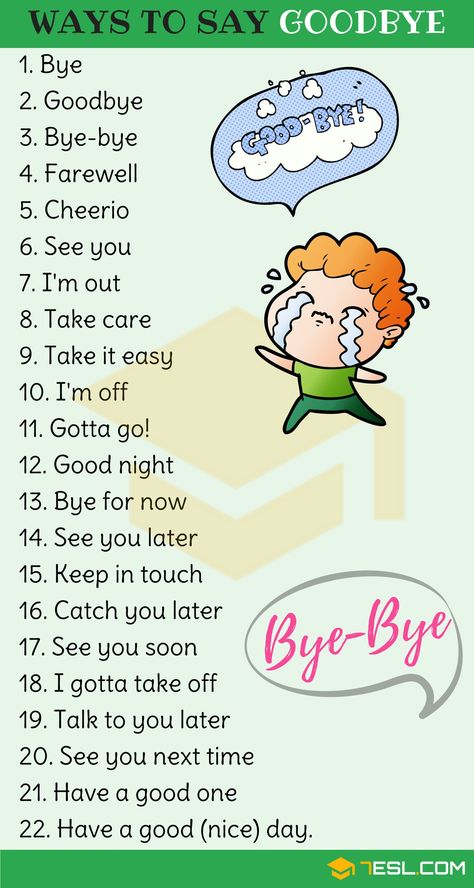 23 Smart Ways to Say Goodbye in English Ways To Say Goodbye, Teaching English Grammar, Basic English, English Learning Spoken, Conversational English, English Vocab, English Verbs, Interesting English Words, English Language Teaching