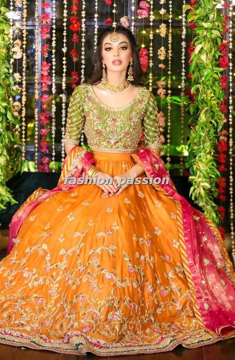 Top Trending Mehndi Fancy Dresses 2023  | All New Design | Fashion By Hashu🥰 Lehnga For Mehndi Function, Mehndi Lehnga Pakistani Lehenga Choli, Mehandi Colour Dress, Mehndi Dress Ideas For Bride, Mehendi Colour Dress, Mayon Dresses For Bride Sister, Mehendi Dresses For Bride, Mehndi Function Dress Outfit For Bride, Mehndi Dress Design