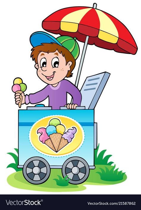 Happy ice cream man Royalty Free Vector Image - VectorStock Swimming Cartoon, Kindergarten Art Crafts, Ice Cream Pictures, Happy Ice, Ice Cream Images, Ice Cream Cartoon, Birdhouse Craft, Ice Cream Man, Disney Princess Coloring Pages