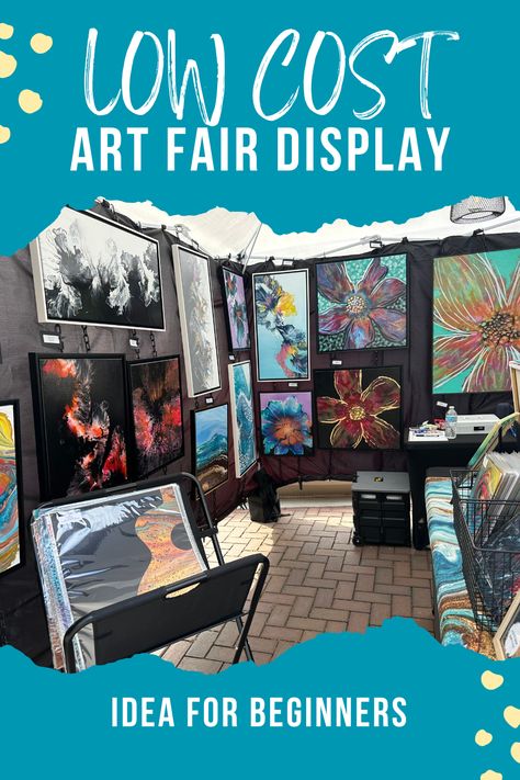 If you're an emerging or hobby artist looking to sell some of your work for the first time at an arts and crafts fair, you'll quickly learn how expensive it can be! This video tutorial gives you some ideas on how to display your artwork inexpensively until you decide to make the investment in a professional set-up. Displaying Paintings At A Craft Fair, Art Show Ideas Professional, Craft Fair Displays For Wall Art, Artist Display Ideas, How To Display Canvas Art At Craft Show, Art Festival Booth Display Paintings, Artist Display Booth, Painting Booth Display, How To Display Paintings At A Craft Fair