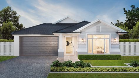 Coral Homes - Affordable Hamptons Collection Modern Hamptons Facade, Hamptons Facade Australia, House Design 2023, Single Storey House Design, House Facades Australia, Hamptons Exterior, Hamptons Facade, Hamptons House Exterior, Hampton Style Home